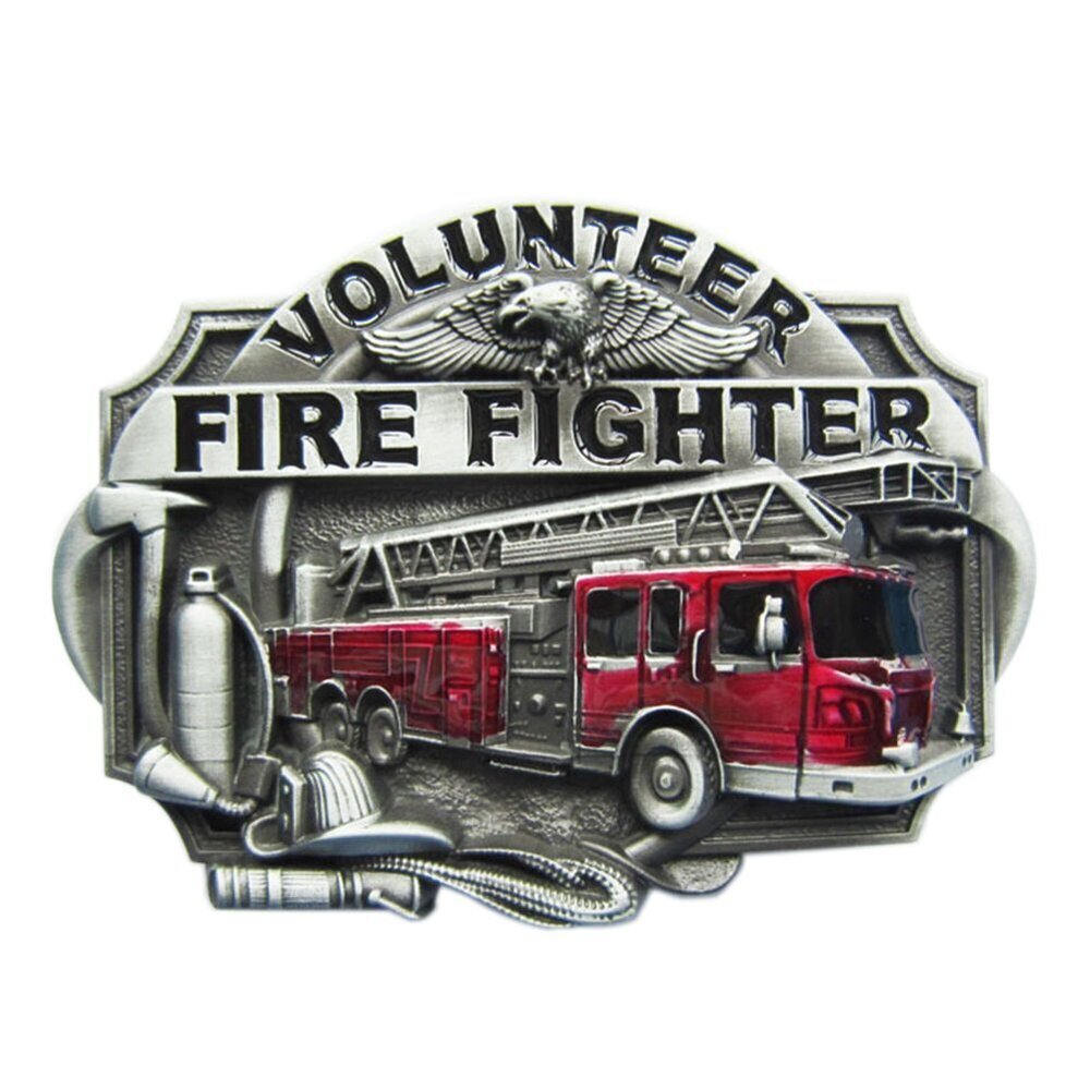 8495 Vintage Style Fire Truck FireFighter Enamel Belt Buckle also Stock in